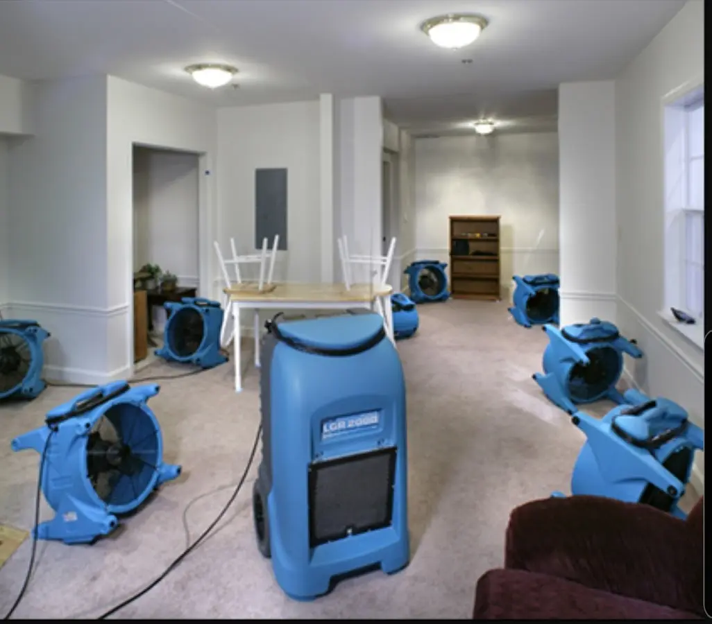 Air movers and dehumidifier setup for Water Extraction & Removal in Ripley